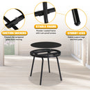 3-Piece Patio Bistro Table Set, Outdoor Furniture Set with 2 Stackable Patio Dining Chairs and Glass Table for Yard Balcony Porc