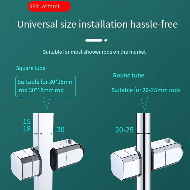 Adjustable Shower Brackets Universal 15mm-30mm Shower Rail Head Slider Bar Holders Lifting Rod Clamp Holder Replacement Brackets