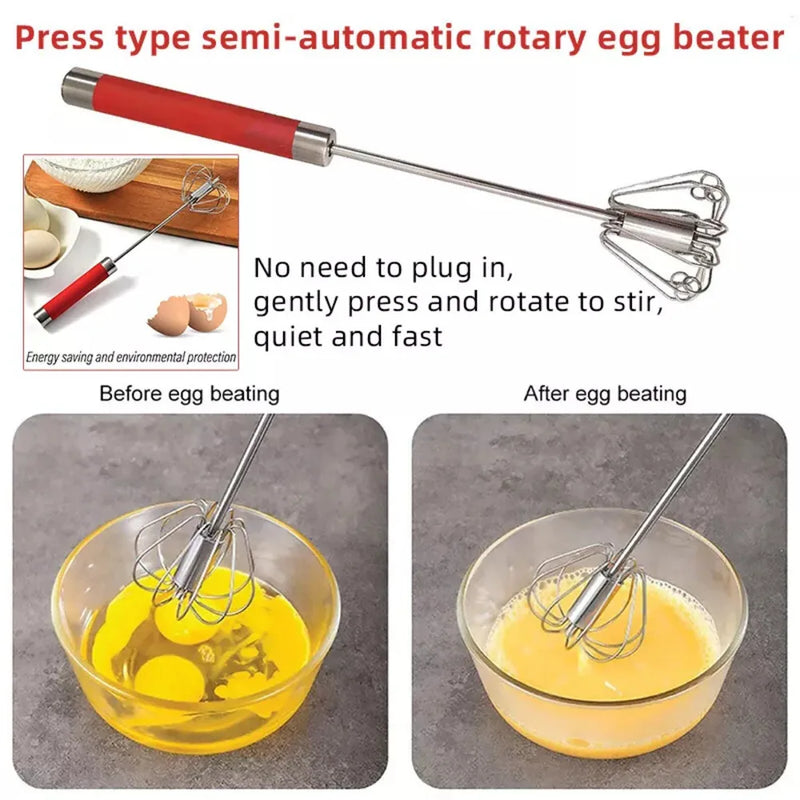 Stainless Steel Rotary Whisk Semi-Automatic Mixer Manual Whisk Household Cream Eggs Baking Gadgets