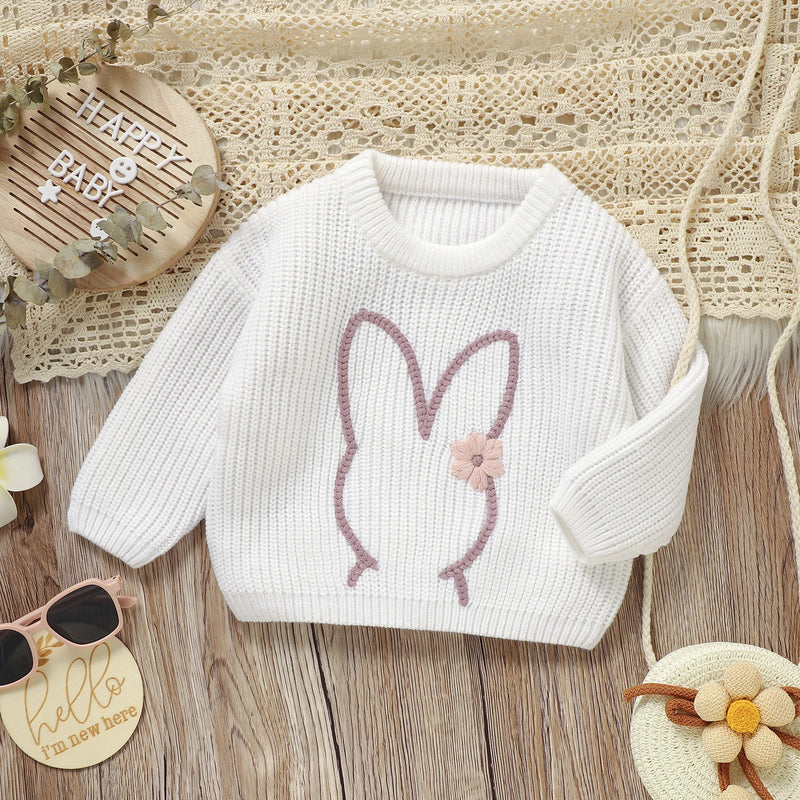 MISOWMNJOY Cute Bunny Knit Baby Girl Boy Sweater Kids Jumper Long Sleeve Easter Children Pullover Tops Toddler Clothing Knitwear