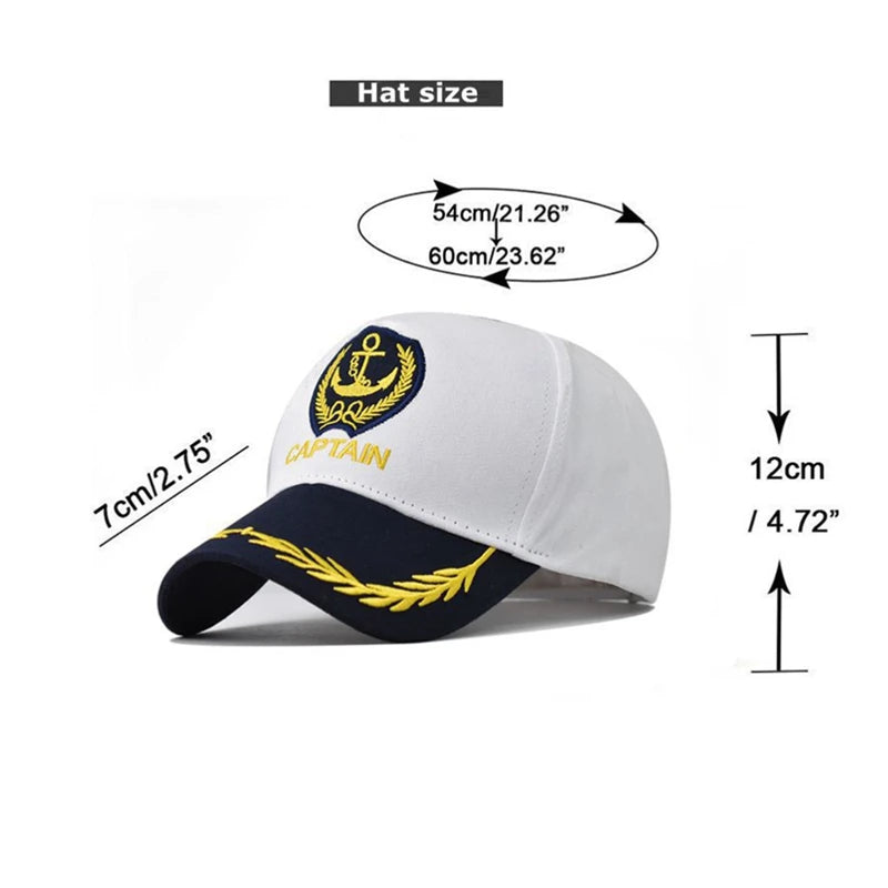 Hat Captain Sailor Yacht Hats Boat Captains Men Boating Adult Party Cap Accessories Ship Embroidered Nautical Costume