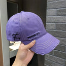 Purple Pleated Baseball cap New 2023 Flat Tongue Hat Small Face Wide brim Versatile Sunscreen Baseball cap for Men and Women