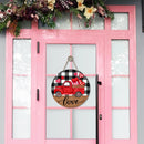 Valentines Day Wooden Door Signs Black White Buffalo Plaid Wooden Plaque for Wedding Party Anniversary Home MIAO-US