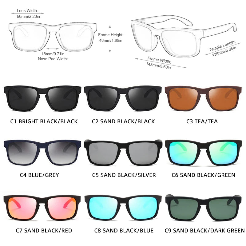 Classic Fashion Square Polarized Sunglasses Men Vintage Plastic Male Sun Glasses Women Stylish Black Outdoor Sports Shades UV400