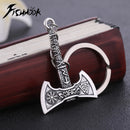 Fishhook Viking Keychain Punk Gothic Axe Vicca Talisman Slavic Irish Knot Pagan Amulet Pendant Key Chain For Man Gift jewelry