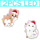 1-5PCS New Christmas LED Shoe Charms,Cute Santa Claus Cat & Dog Pin Accessories for Sandals,Shoe Clogs Buckle Christmas Gifts