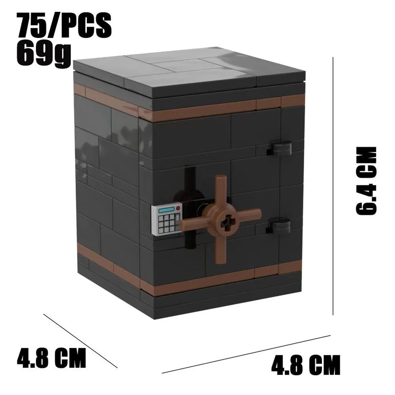 MOC Building Blocks Figures Accessories Cash Dollar Coin Bag Model Gold Silver Bar Colored Diamond Treasure Box Series Coffer