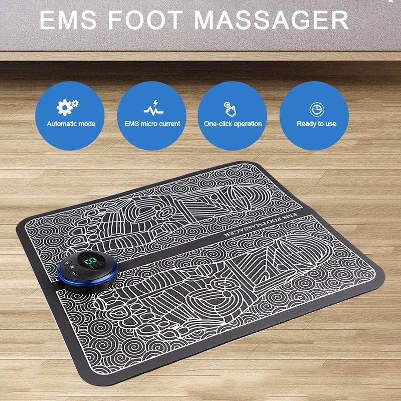 Electric EMS Foot Massager Pad Foldable Massage Mat Muscle Stimulation Relief Pain Relax Feet Electrical USB Charging Portable