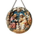 1pcs Easter Nativity Keepsake Christmas Plane Wooden Prayer Pendant Jesus Christ Religiou Hanging Tree Home Furnish Decor Supply