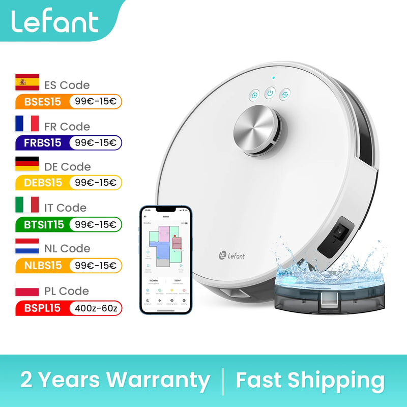 Lefant M1 LDS Robot Vacuum Cleaner with Multi Plane Mapping, 4000Pa Suction,Schedule, App/Alexa Control, for Pet Hair