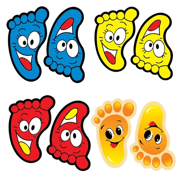 3 Sheet Small Feet To Sticker Children Room Bathroom Waterproof Smiling Face Baby Footprints Floor