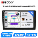ESSGOO 7"/9"/10“ 2 DIN Android 14 4+64G Car Stereo Carplay Android Auto GPS SAT Navi Bluetooth FM RDS Radio WIFI Touchscreen