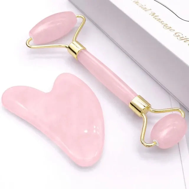Rose Quartz Roller for Face Natural Crystal Rose Quartz Face Roller New Model Durable and Smooth Beauty Massager Chin Facial