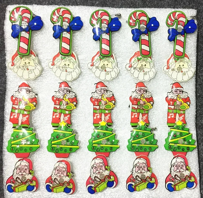 25pcs Party Love LED Flashing Brooch Pin Cartoon Light up Glow Badge Gift Cosplay Navidad Wedding Festival Halloween Christmas