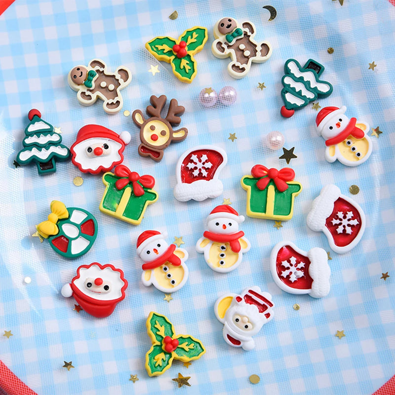 10Pcs Mini Christmas Resin Figurine Decoration Santa Claus Snowman Xmax Kids Diy Accessories Craft Christmas Decoration 2024