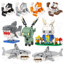 MOC Animal Brick Cat Shark Easter Bunny Deer Rabbit Compatible Building Blocks Set Assembly Toys For Children Adult Friends Gift