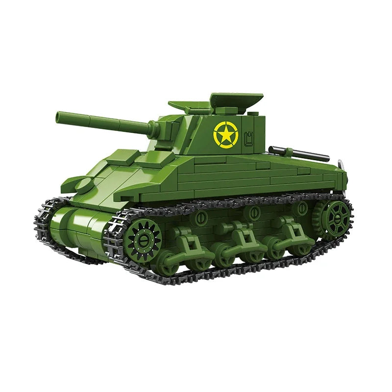 World War II WW2 Classic Model Mini M4 Sherman Medium Tank Building Blocks Bricks Toys Gifts