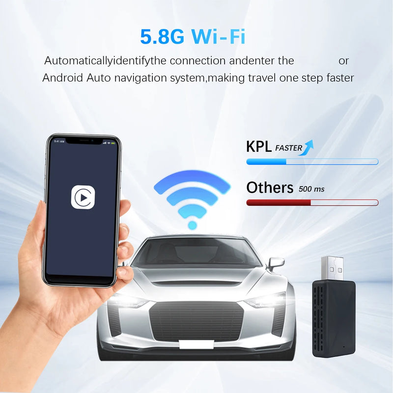 2 in 1 Wireless Carplay Android Auto Adapter Wired To Wireless Mini USB Dongle for Cars with Factory Wired CarPlay Android Auto
