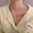 Fashion Irregular Pearl Love Pendant Necklace Women Trend Temperament Clavicle Chain Versatile Jewelry Girl Necklace Spring New