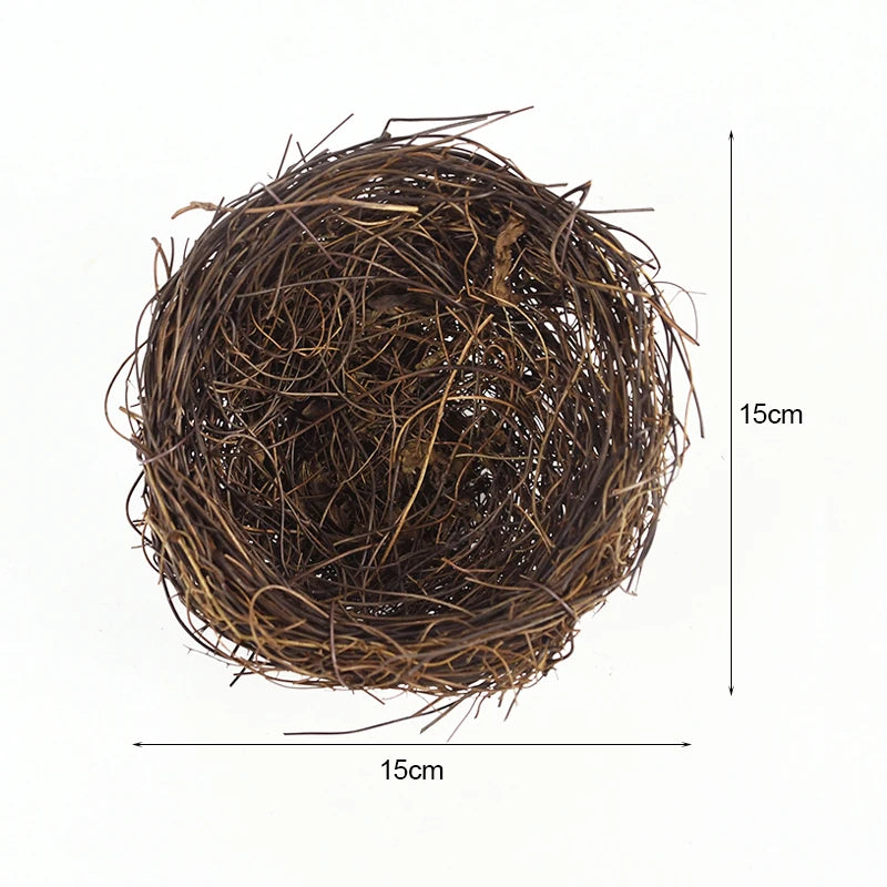 8-20cm Nature Rattan Bird Nest Easter Egg Decoration Prop Artificial Nest for Easter Party Home Garden Decoration DIY Craft