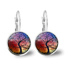 Popular Jewelry Glass Pendant Alloy Earrings Tree of Life Earrings Simple Jewelry, Fashionable and Versatile Temperament Gifts