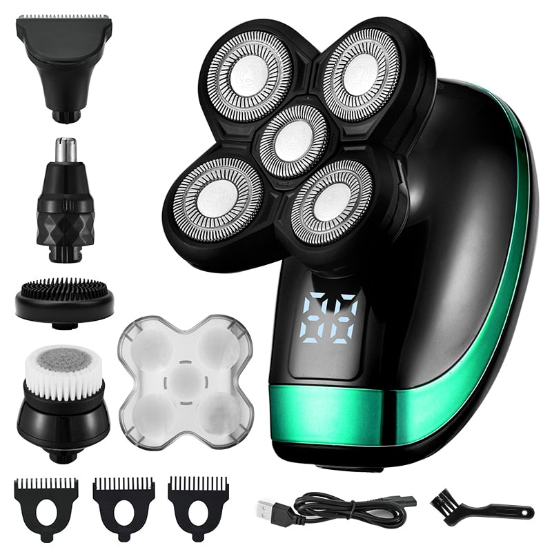 5 IN 1 Electric Razor Electric Shaver Rechargeable Shaving Machine for Men Beard Razor Wet-Dry Dual Use Waterproof Fast Charging