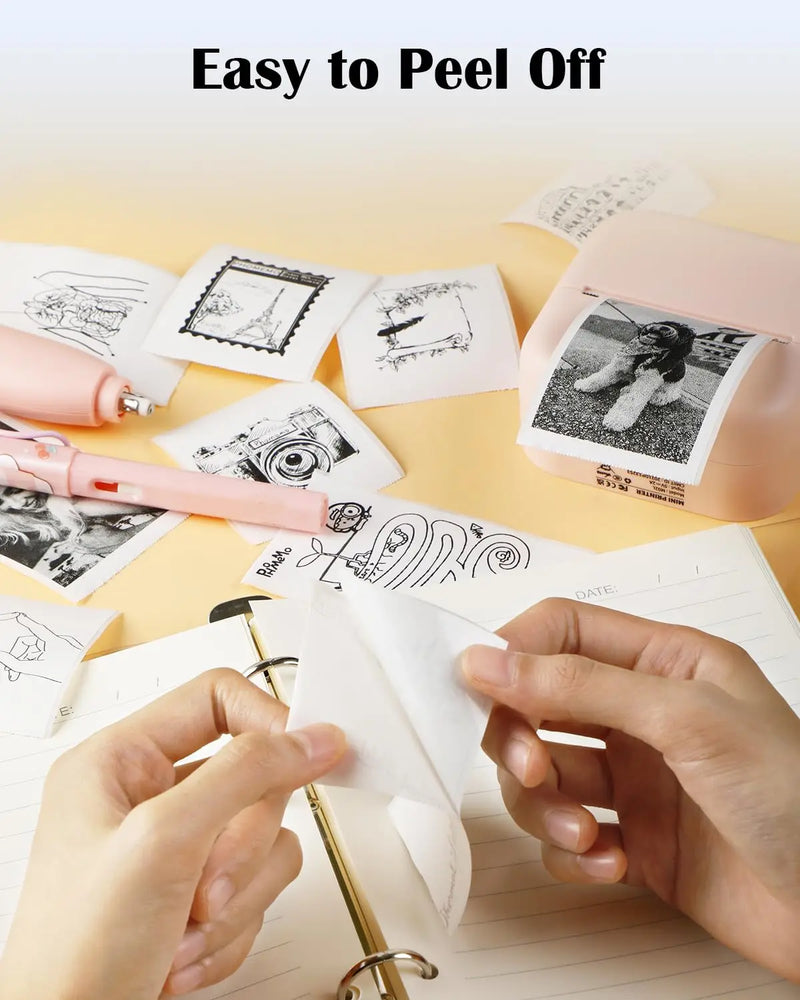 3 Rolls Phomemo White Sticker Paper Thermal Label for T02 M02L Portabal Mini Printer Keep for 10 Years Sticky Paper 50mm/53mm