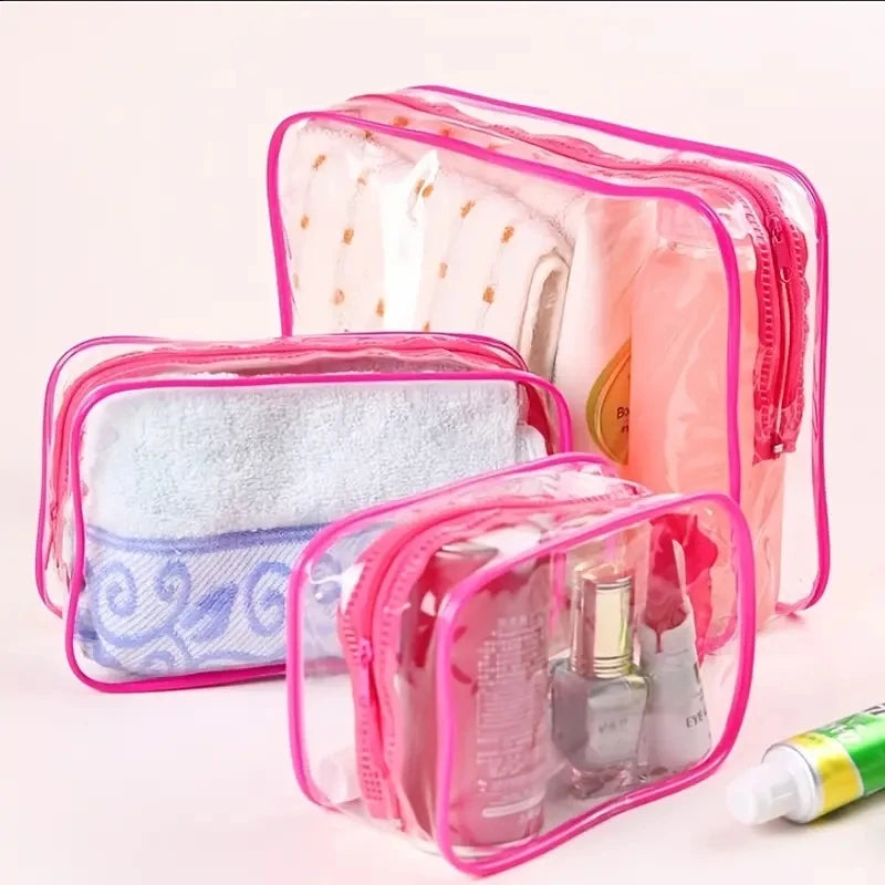 Minimalist Transparent Makeup Bag PVC Waterproof Cosmetic Storage Case Travel Make Up Organizer Pouch Bath Toiletry Wash Bag