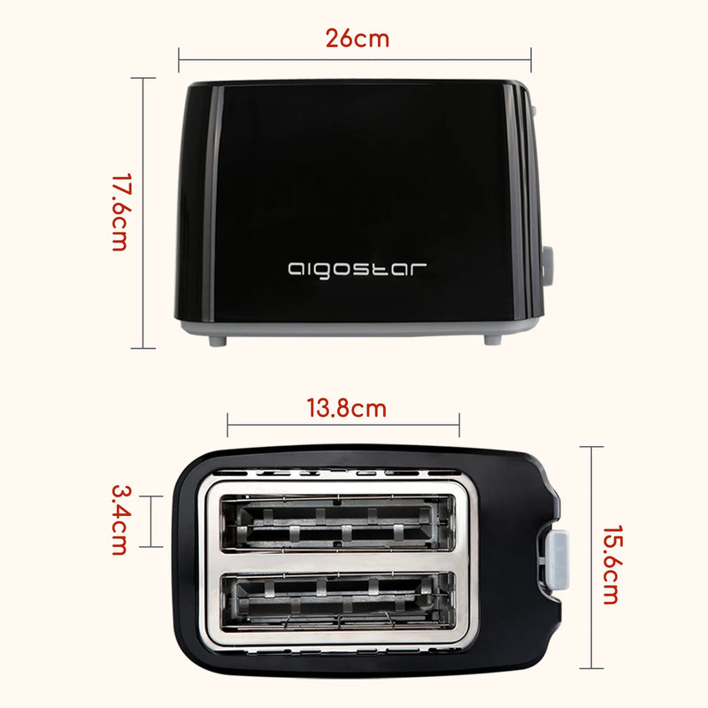 2 Short Slots Extra Wide Toaster, 7 Levels Roasting, BPA Free, BPA Free, Black 750 W