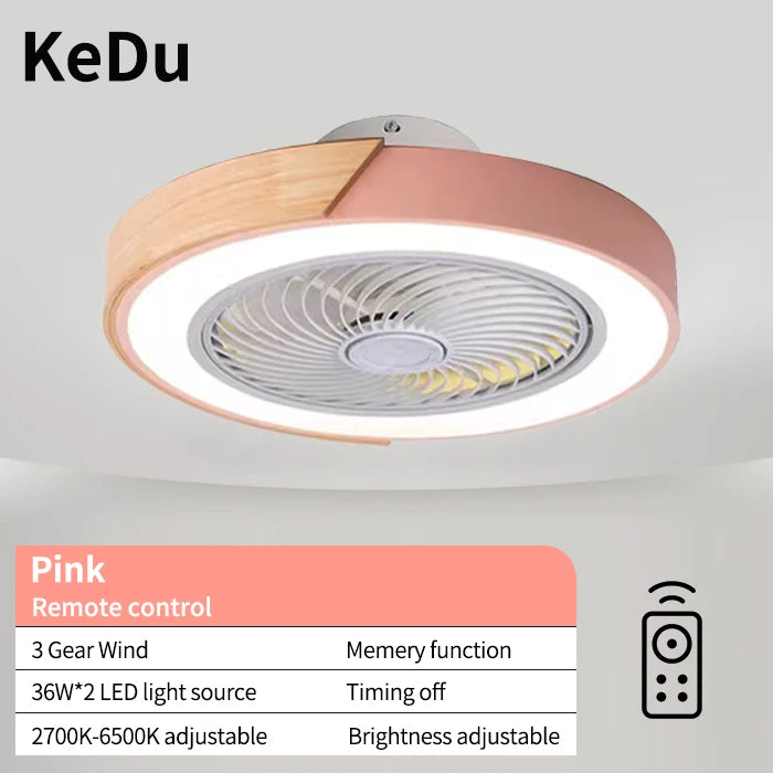 Bedroom ceiling fan light, intelligent voice invisible ceiling fan light, dining room home use Nordic macaron electric fan penda