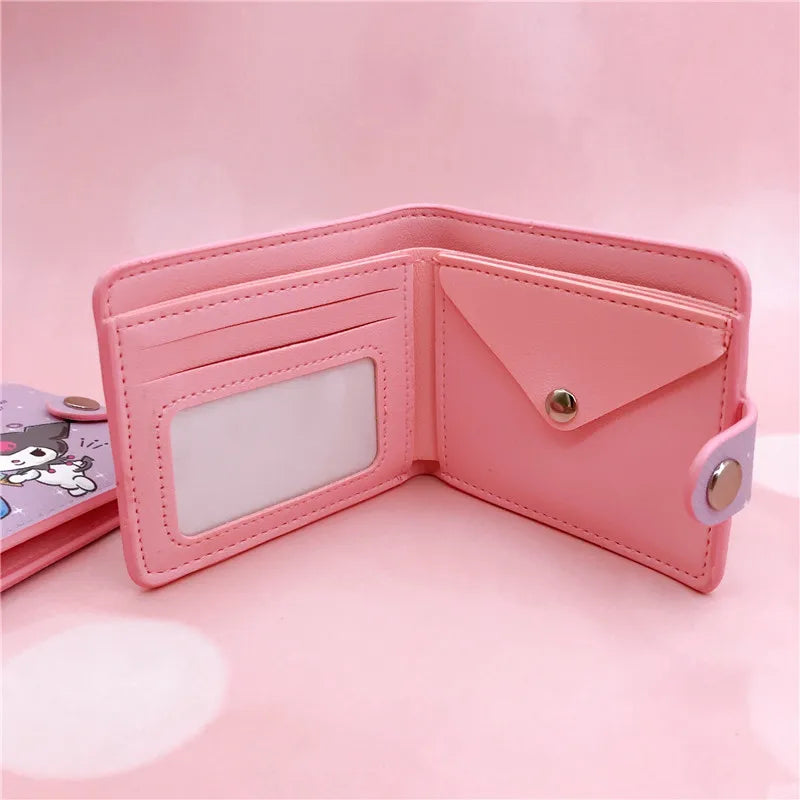 New Sanrio PU casual cartoon Wallet Short Kuromi Money bag Hello Kitty Coin Wallet Card Bag Wallet bag