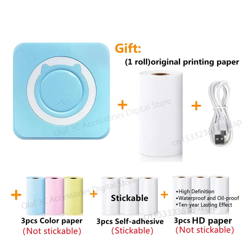 NEW Mini Portable Printer Thermal Adhesive Label Printers Photo Sticker Impresora Portátil Inkless Print For Mobile IOS Android