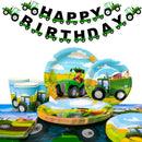 Tractor Birthday Party Supplies,66 pcs Decorations Tableware Pack-Tractor Plates and Napkins Cups Tablecloth&Banner etc