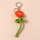 Lovely Handmade Knitted Flower KeychainCrocheted Key Rings for Women Girls Handbag Pendants Charms DIY Jewelry Gifts