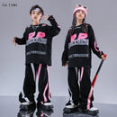 Boys Hip Hop Fashion Sweatshirt Contrast Loose Pants Girls Crop Top Streetwear Child Street Dance Clothes Sets Kids Jazz Costume