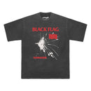 Black Flag T-Shirt Damaged 80S Hardcore Punk Band SST Husker Du Bad Brains Band Summer Short Sleeves Cotton Tee Men's Shirt