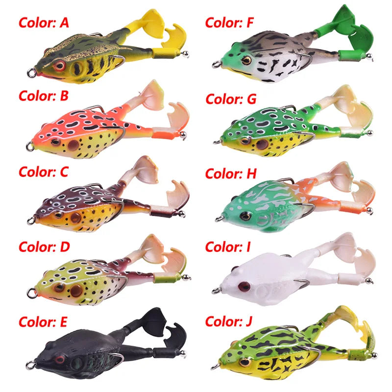 Double Propeller Frog Lure Silicone Soft Baits 9cm Topwater Wobblers Artificial Bait for Bass Catfish Fishing Tackle