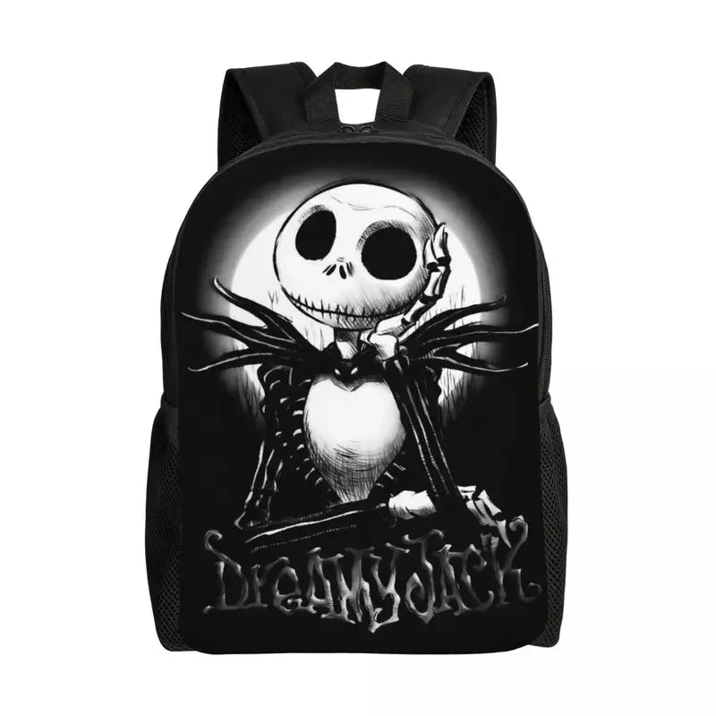 Custom Nightmare Before Christmas Backpacks for Men Women School College Student Bookbag Skellington Halloween Skull Bags