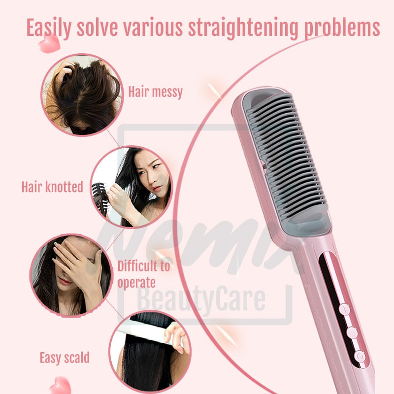 Professional Hair Straightener Heating Comb Straightening Iron Hot Brush Straighteners 2021 New Fashion Design