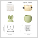 Hoppy Bunny - Eared Easter Egg Candle Jar Silicone Molds for Cement Handmade Storage Box Molds for Concrete Easter Home Decor