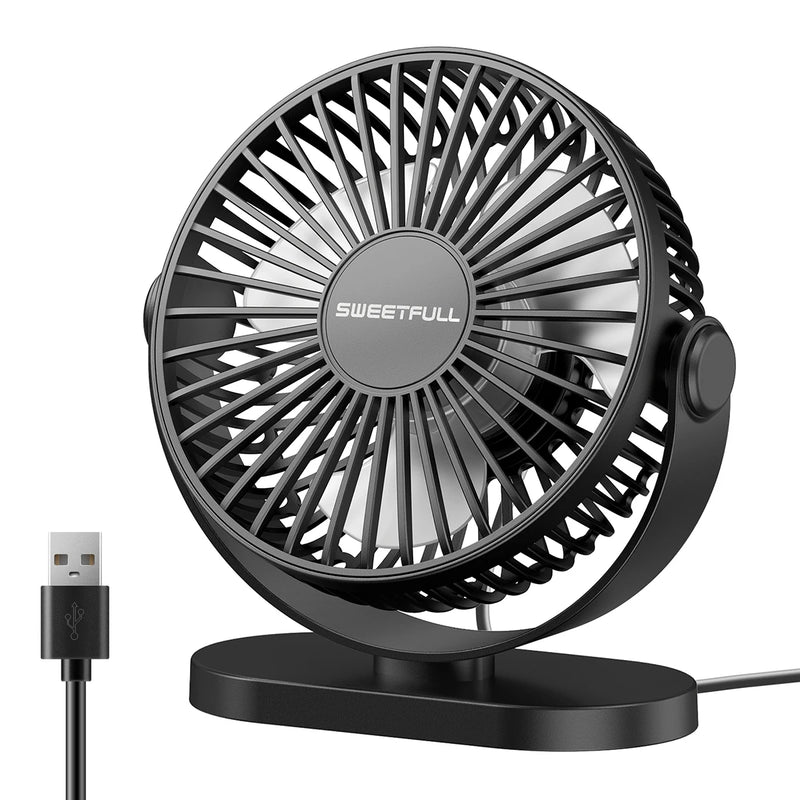 Mini Portable Fan USB Desk Fan Table Strong Airflow &Quiet Operation 3 Speed Wind 360°Rotatable Standing fans for Room Home