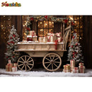 Christmas Gift Cart Photography Backdrop Baby Kids Family Portrait Photocall Xmas Tree Snow Window Background Props Photo Studio