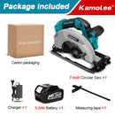 Kamolee 7 inch 21V 6.0Ah 6000mAh Electric Circular Saw  for Home DIY Compatible Makita 18V Battery