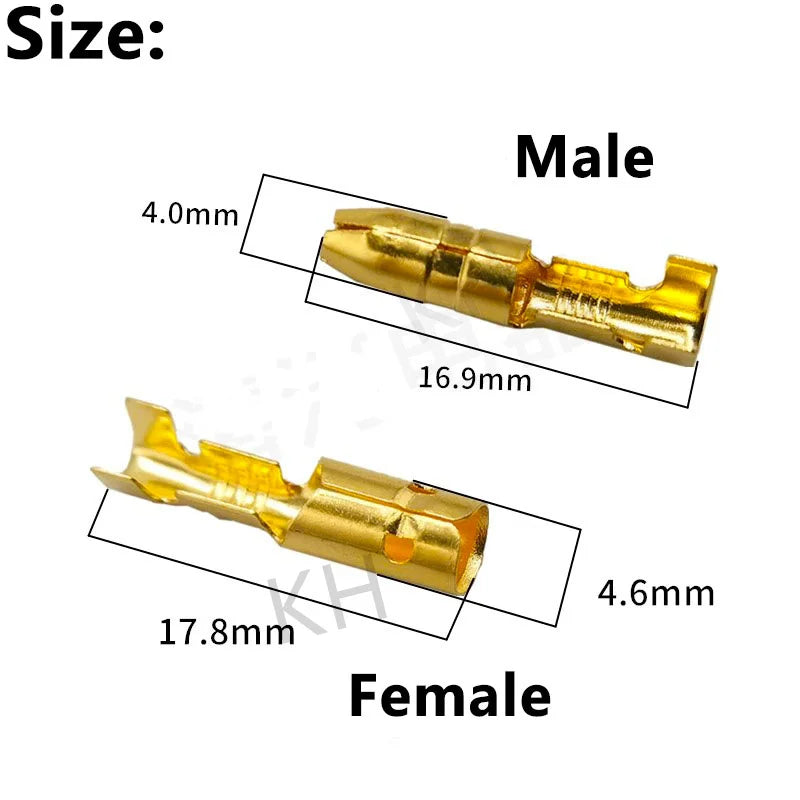 25/50/100sets 4.0 bullet Crimp terminal car electrical wire connector diameter 4mmFemale + Male + Case Cold press terminal