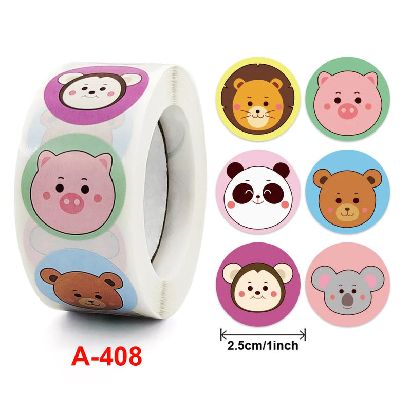 100-500 Pcs New Cartoon Animals Stickers Sealing Labels for Teacher Kids Child Stationery Thank You Business Inch 2.5cm Kawaii