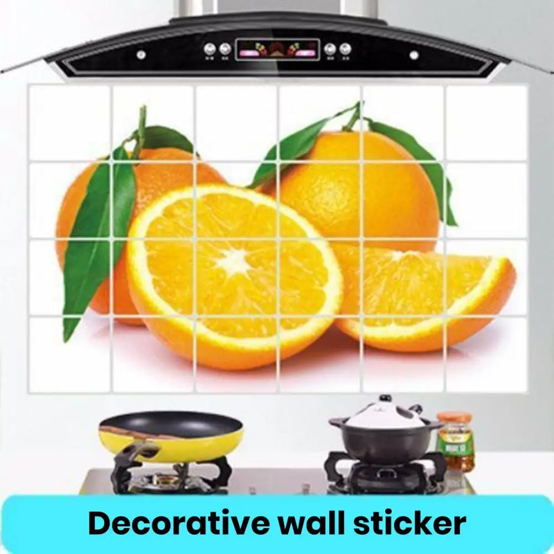 90*60cm Oil-proof Wall Sticker Flower Vegetable Fruit Dolphin Self-adhesive Heat Resistant Bathroom Kitchen Wall Art Decal Decor