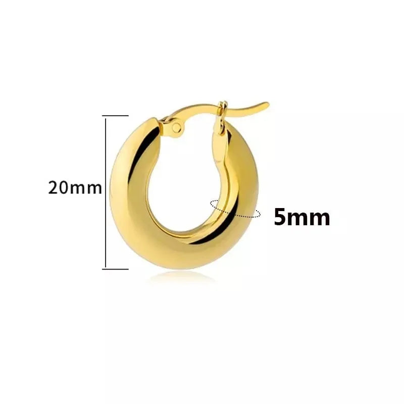 1Pair 5.0 Titanium Steel Round Thickened Earrings stainless steel smooth circle solid thick Earrings jewelry Accessories Gifts