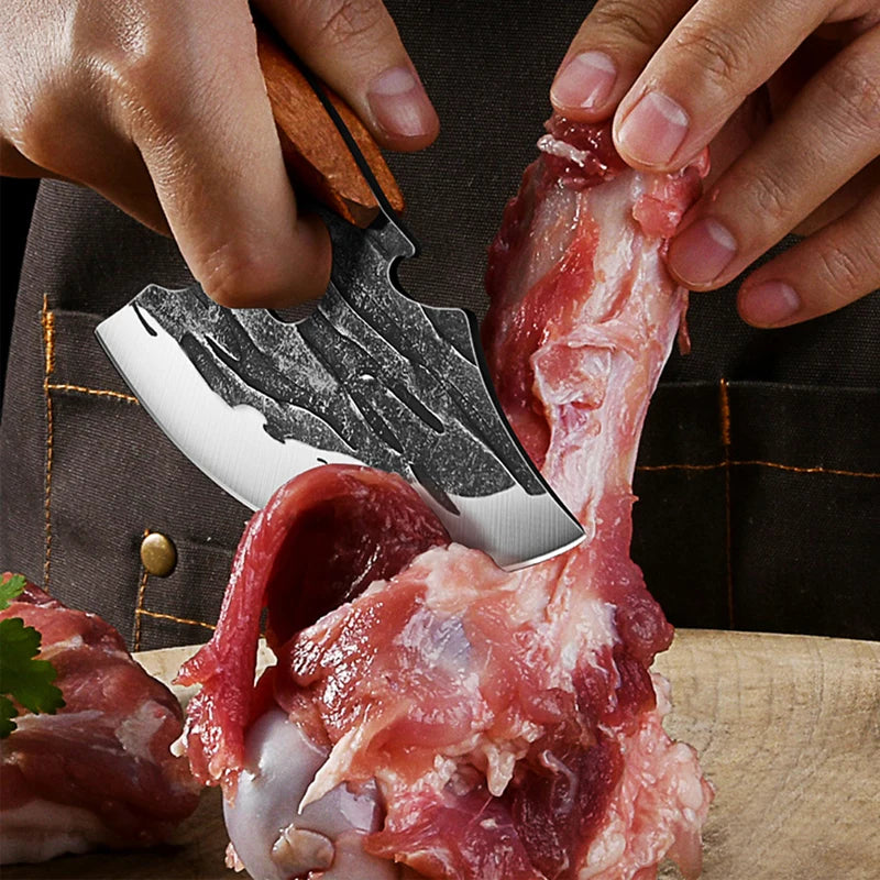 Forged Meat Cleaver Kitchen Chef Knife Fishing Boning Fruit Cutting Knife BBQ Butcher Portable Utility Viking Knife Can Opener
