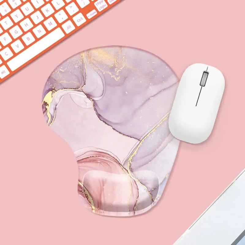 Marbled Texture Wrist Rest Mouse Pad Ergonomic Non Slip Hand Support Mouse Mat Comfortable Oil Painting Gaming Mousepad