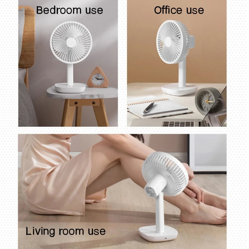 Portable Fan 4000mAh Automatic Rotary Cooling Fan USB Charging Air Cooler Table Fan 3-speed Electric Fan for Home Office Camping